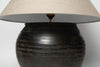 Dutch black pottery jar lamps with linen shades