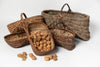 Collection Vintage French handwoven walnut baskets
