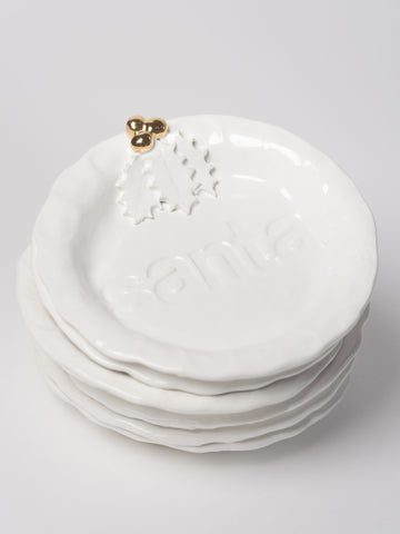 Marigold and Lettice Santa Treat plate with gold berries
