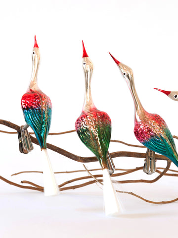 Vintage German Mercury Glass Clip on Bird Decorations