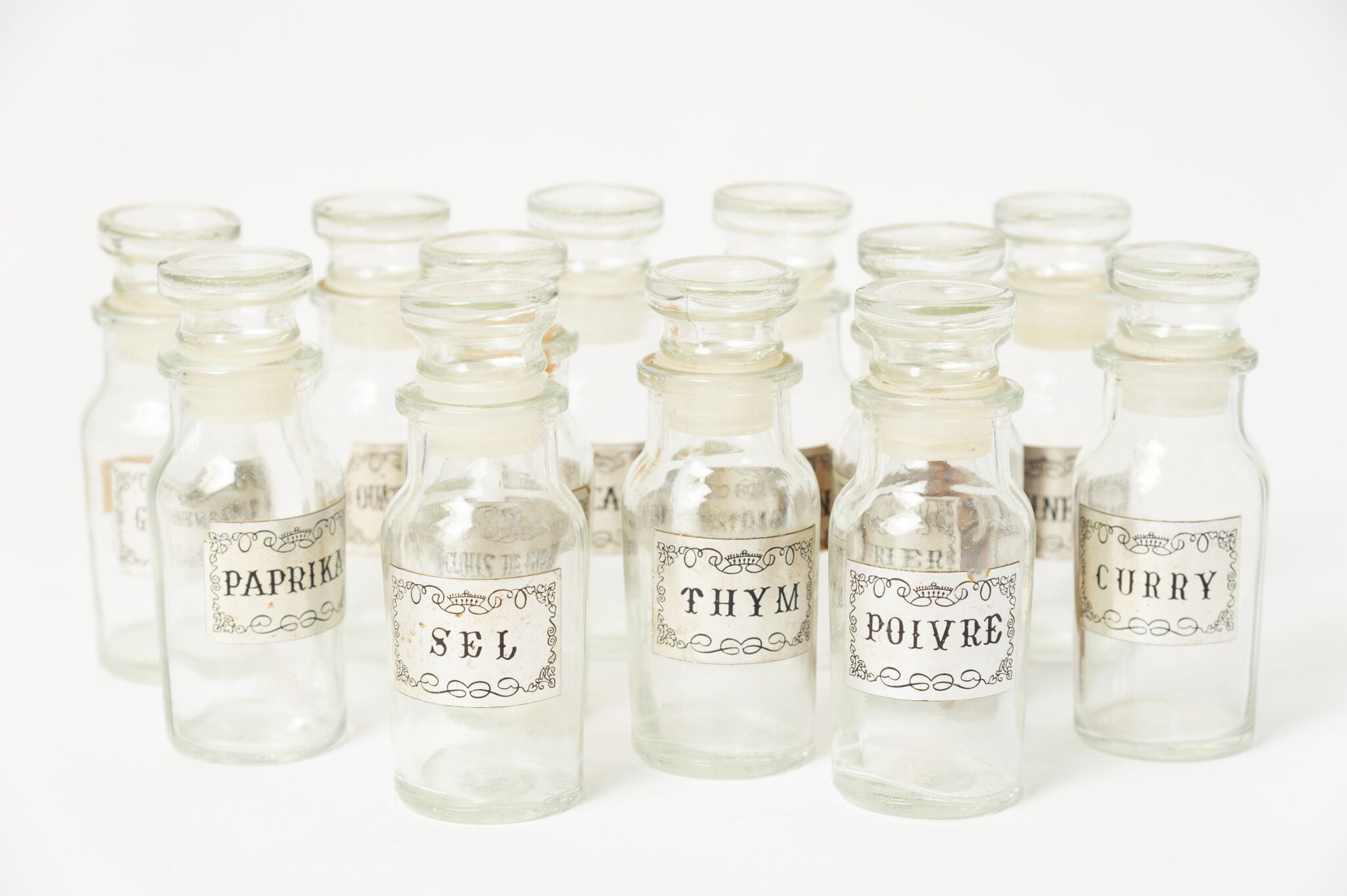 12 Vintage French Spice jars