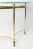 Rare Mid Century Brass & Glass Demi-Lune console table