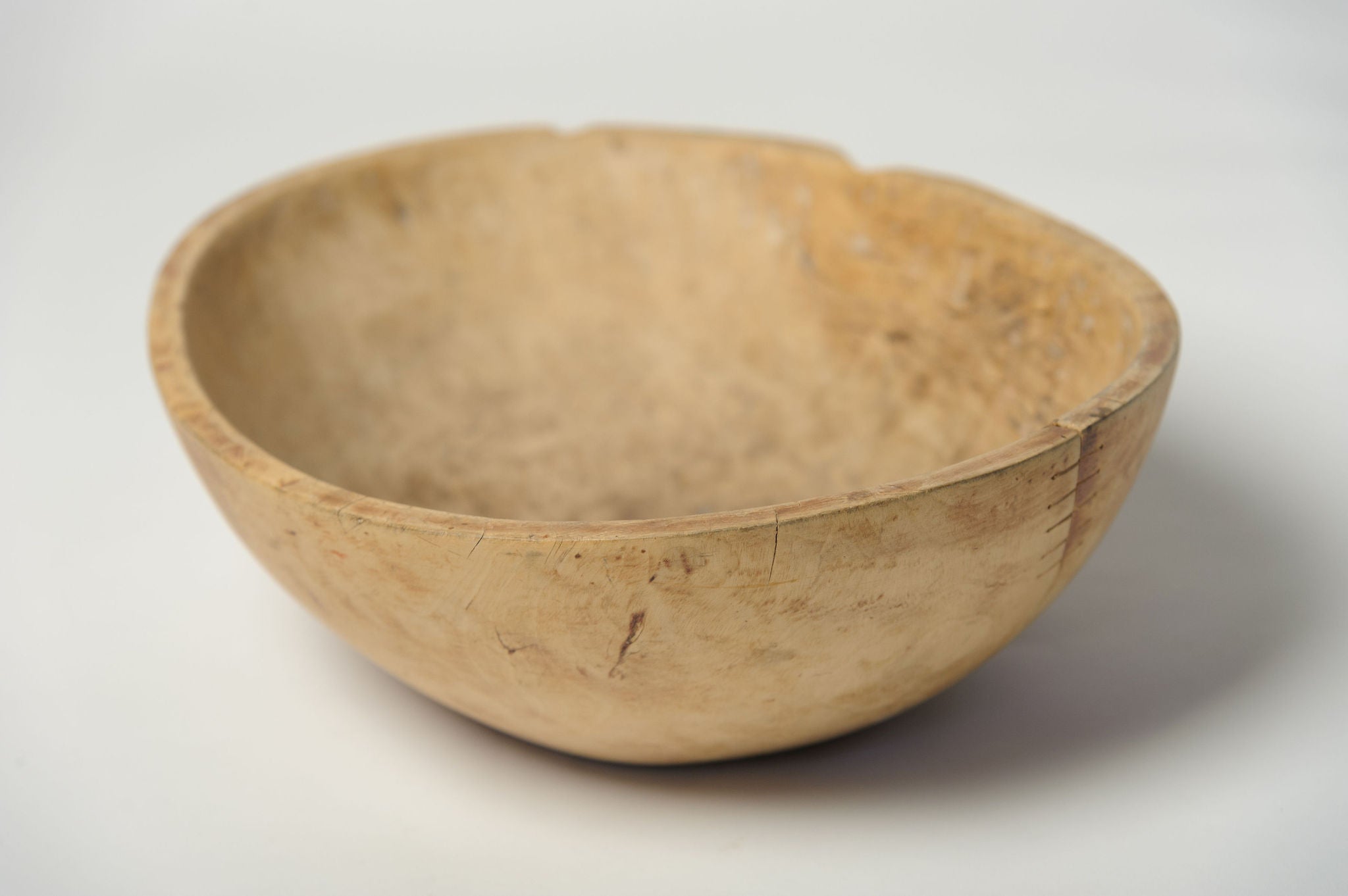 Antique Swedish Root Bowl with inscription and metal repairs