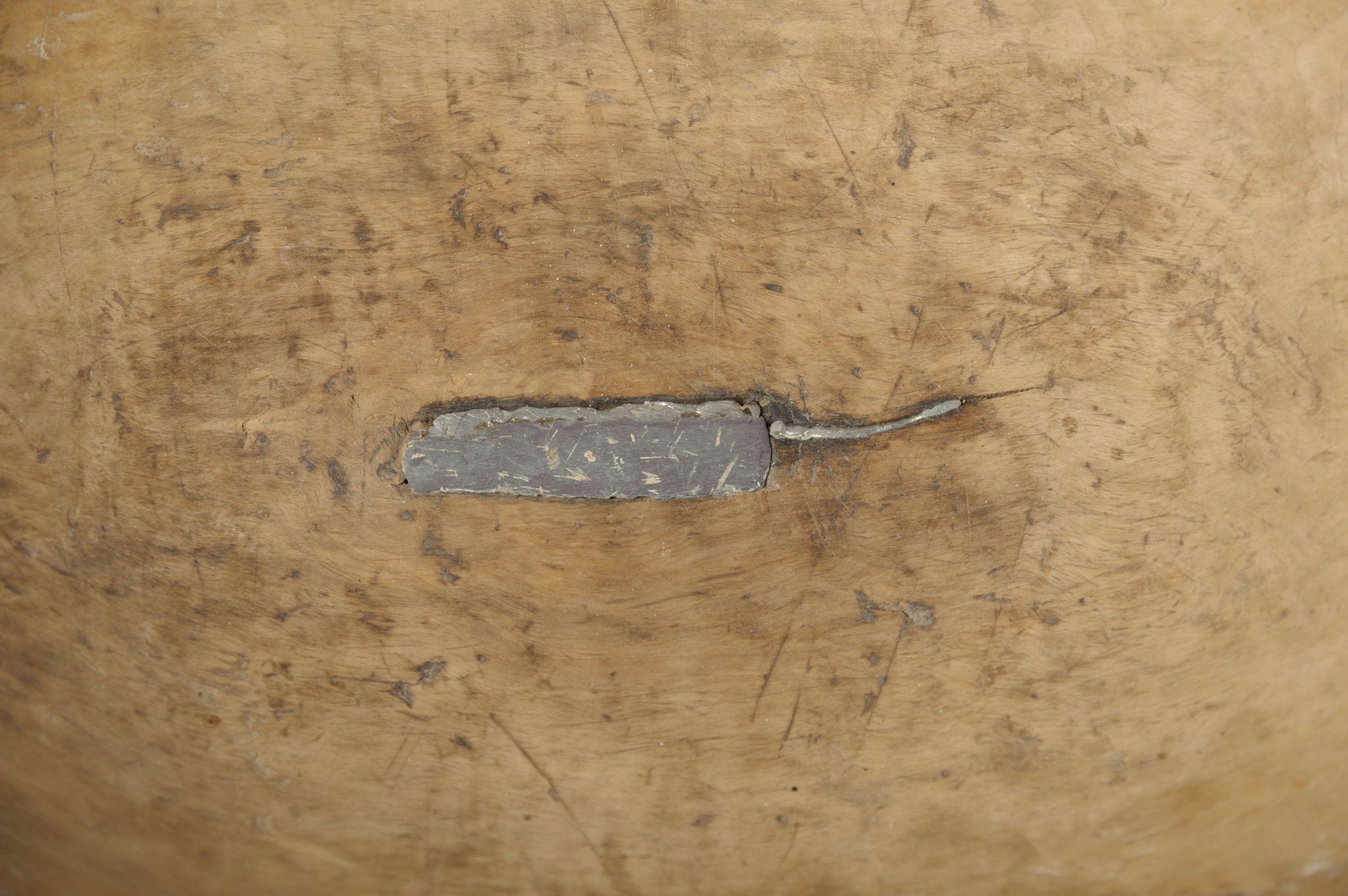 Antique Swedish Root Bowl with inscription and metal repairs