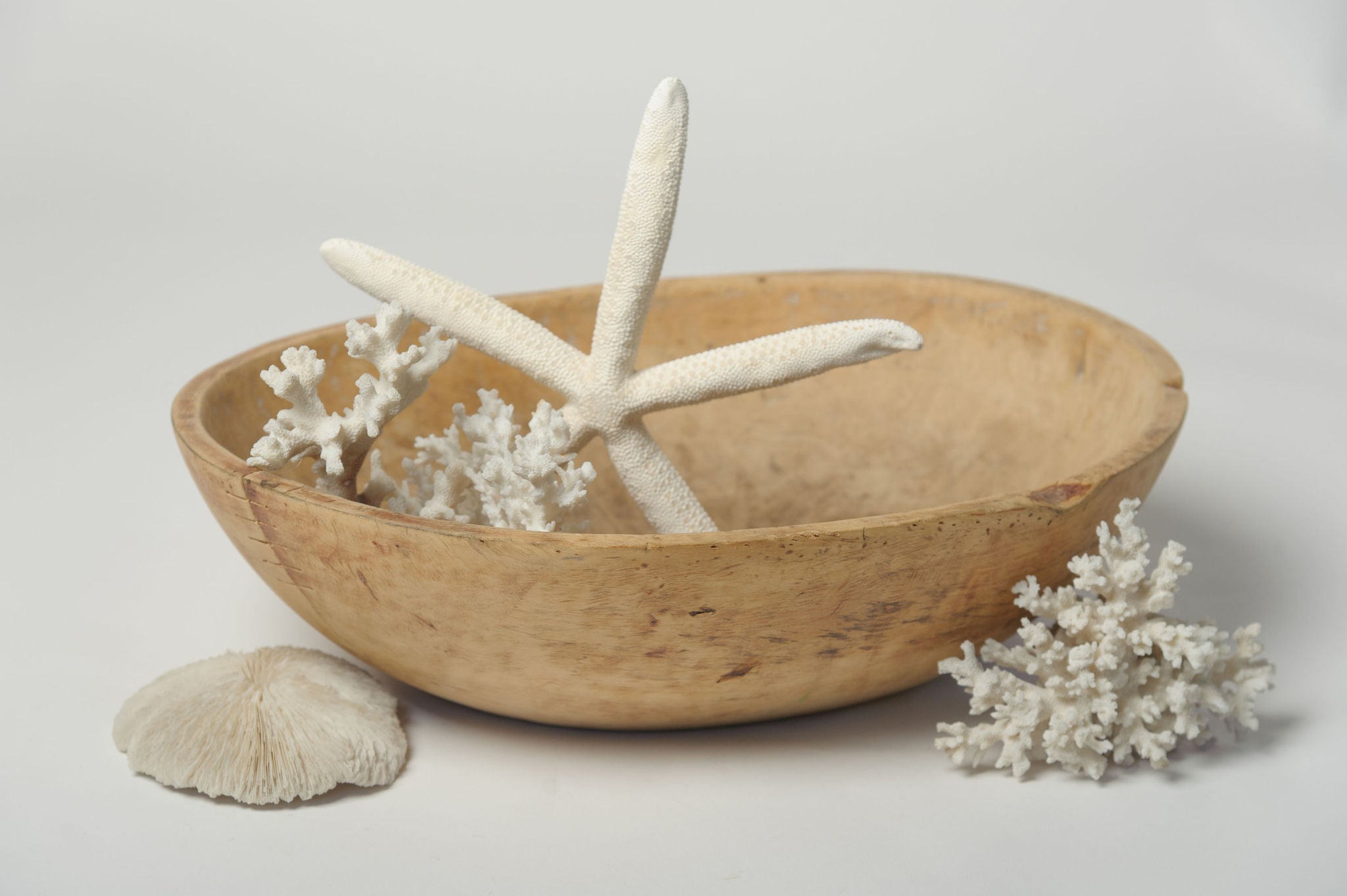 Antique Swedish Root Bowl with inscription and metal repairs