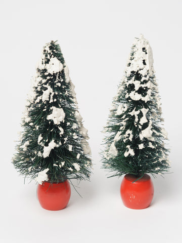 Pair Vintage 50's Bottle Brush Christmas Trees