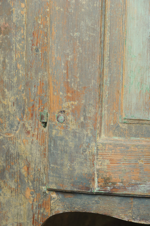 Amazing Antique 19th Century Swedish Corner Cupboard, Dry Scraped