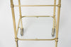 Mid Century Brass and Glass drinks trolley, small size