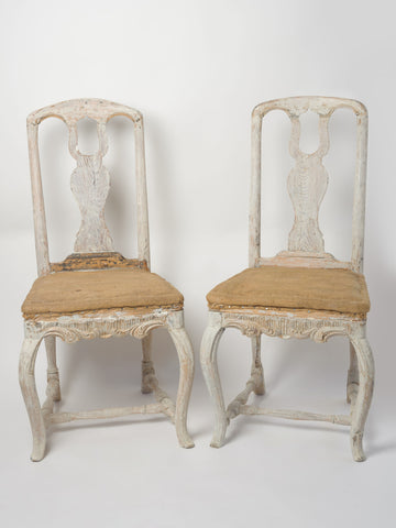 Antique Swedish Rococo Chairs, circa 1750, pair