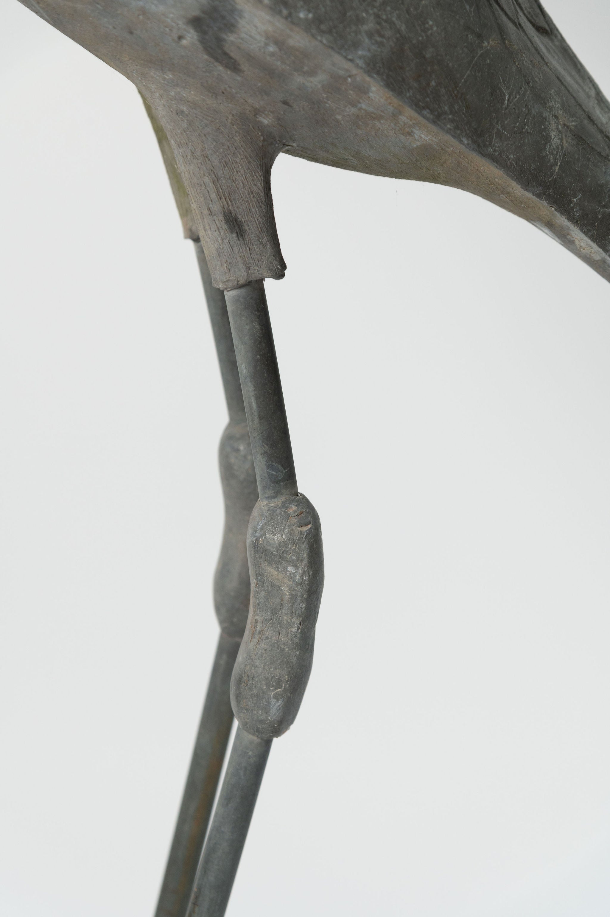 Amazing antique lead heron on stone stand plinth