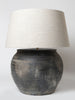 Beautiful Black grey jar table lamp with linen lampshade