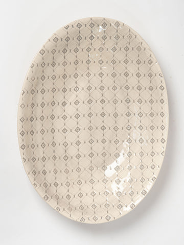 Wonki ware large Pebble Oval platter in Warm grey pattern