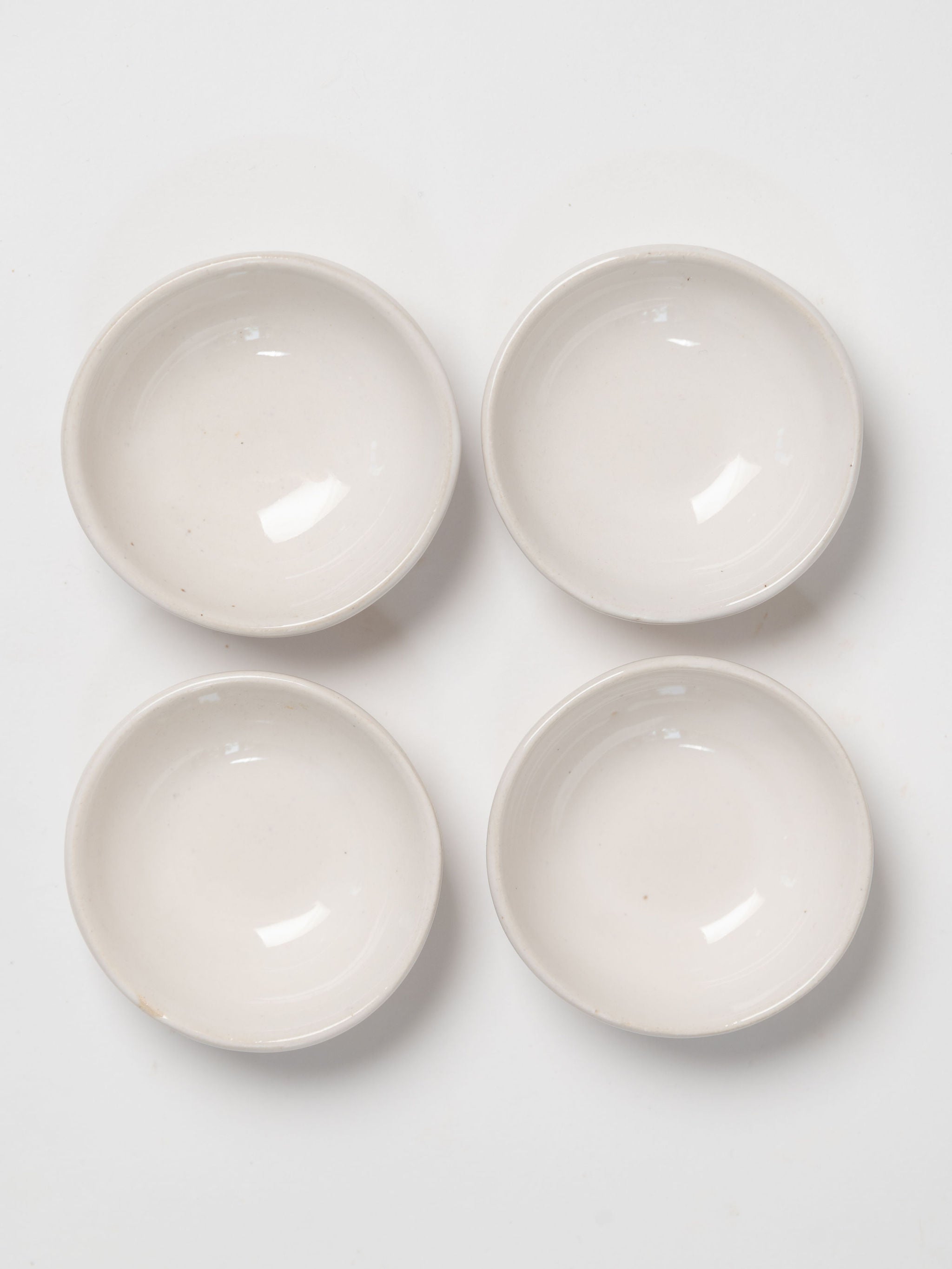 Wonki ware Salt Cellar dish in Plain white wash, Patterned warm grey and Plain pink wash