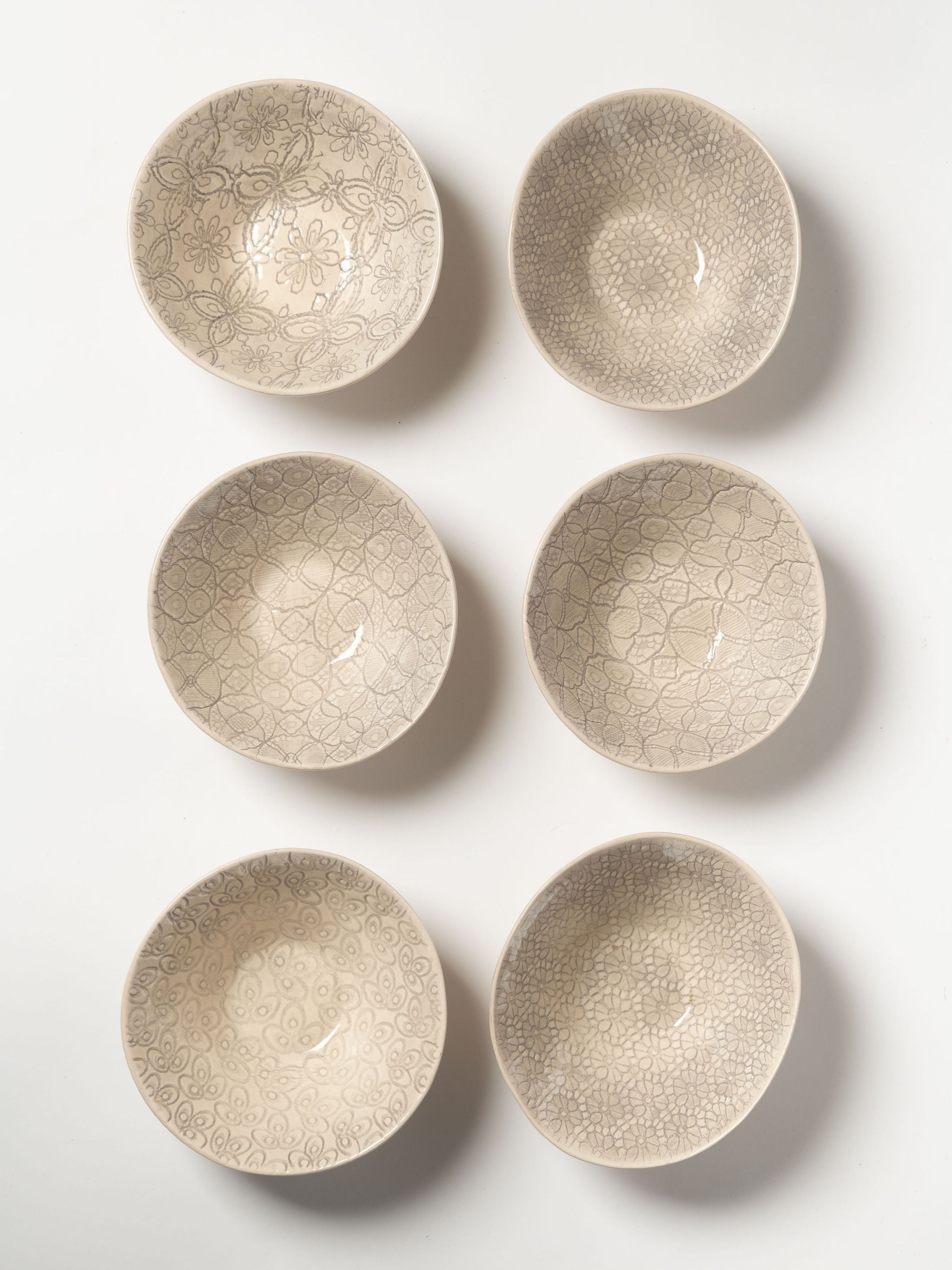 Wonki ware pudding bowls in warm grey pattern