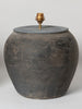 Beautiful large black/beige pottery jar lamp with linen shade