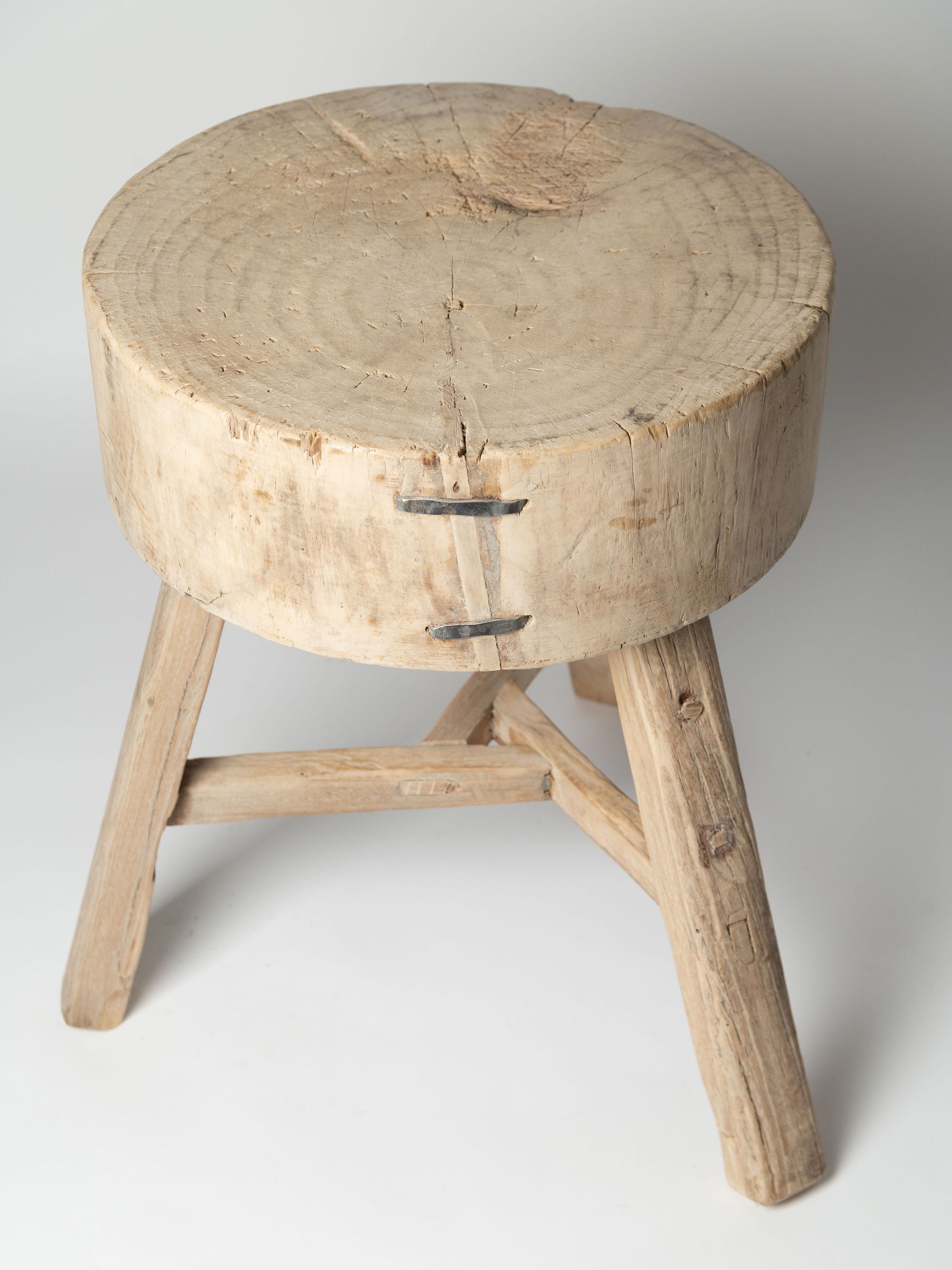 Bleached rustic chinese elm cutting block table