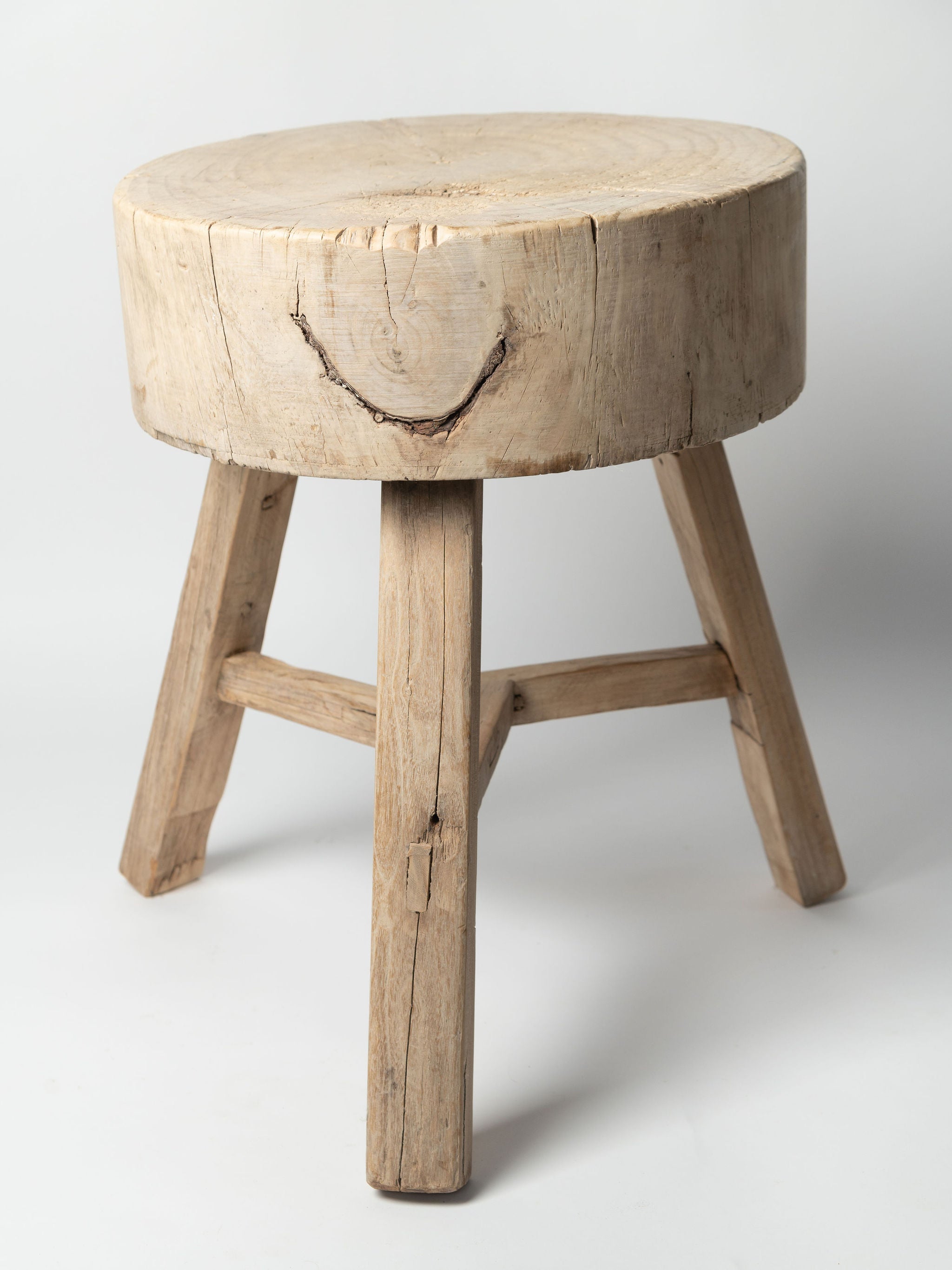 Bleached rustic chinese elm cutting block table