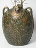 Antique French Walnut Oil pot with original green glaze