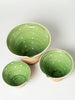 Hungarian terracotta nesting bowls with pouring spouts, green glaze
