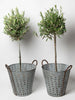 Vintage Olive galvanised metal baskets