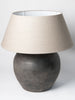Beautiful Black Pottery jar lamp with natural linen shade