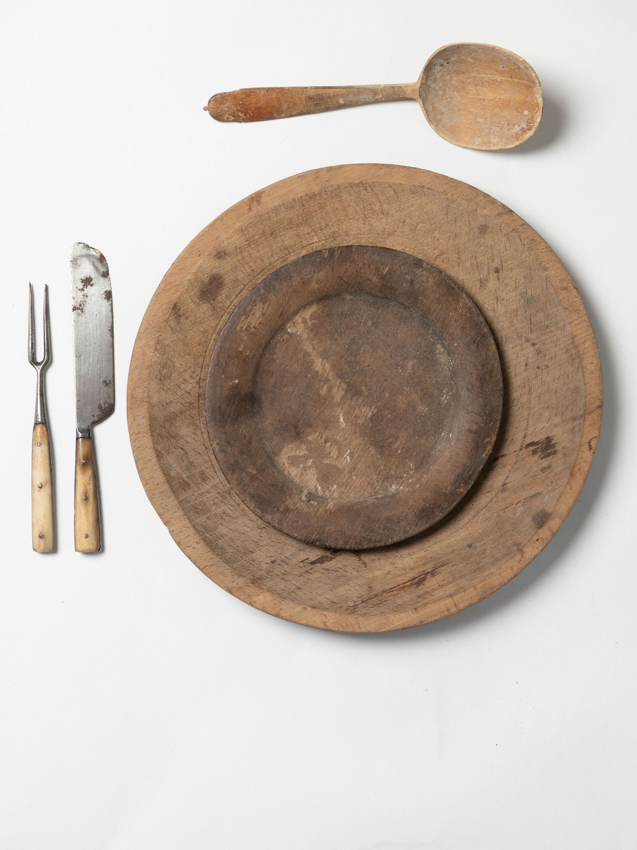 Antique 18th Century Swedish folk art plates and cutlery