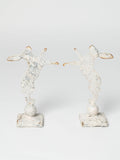 Handcrafted miniature metal boxing hares on stands