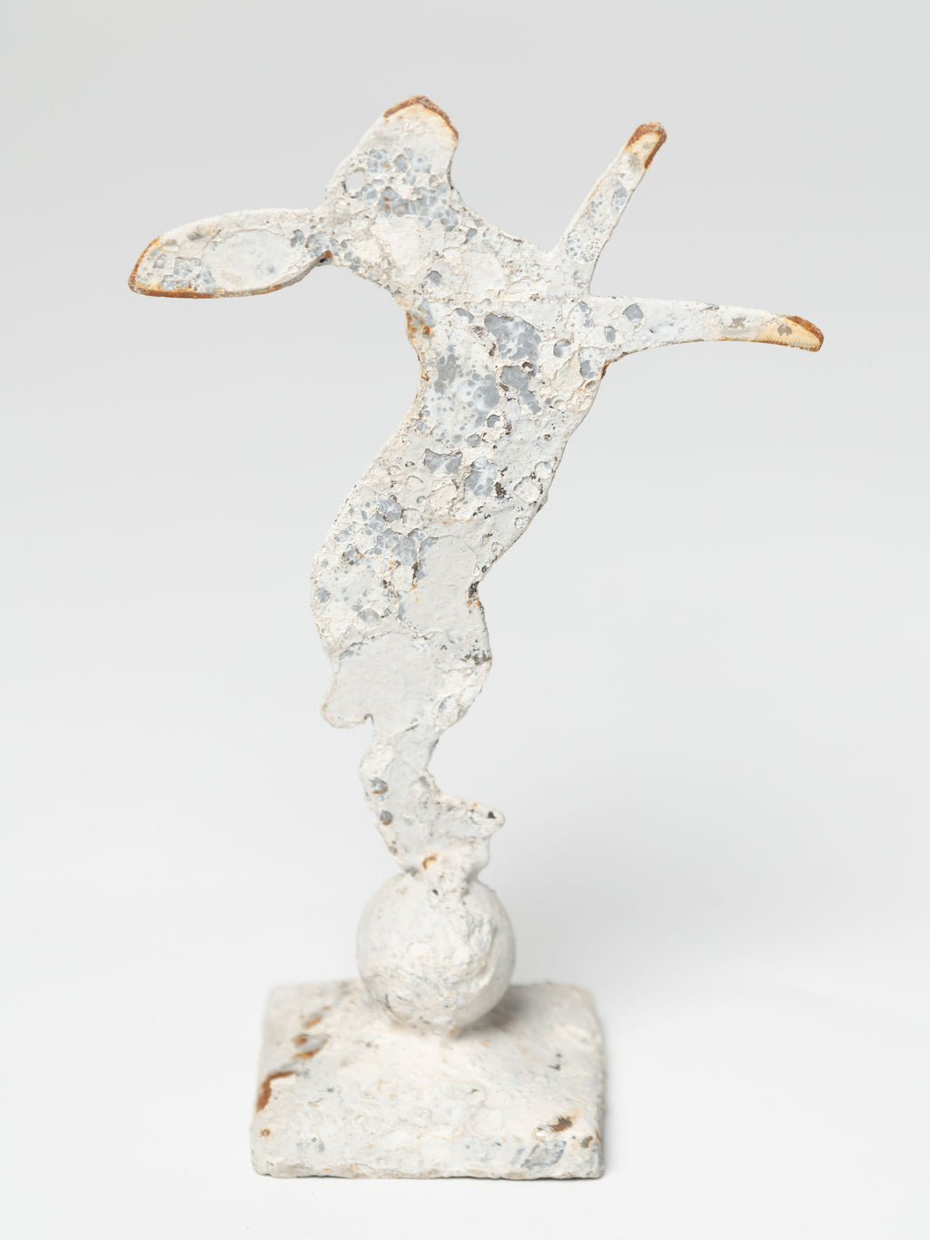 Handcrafted miniature metal boxing hares on stands