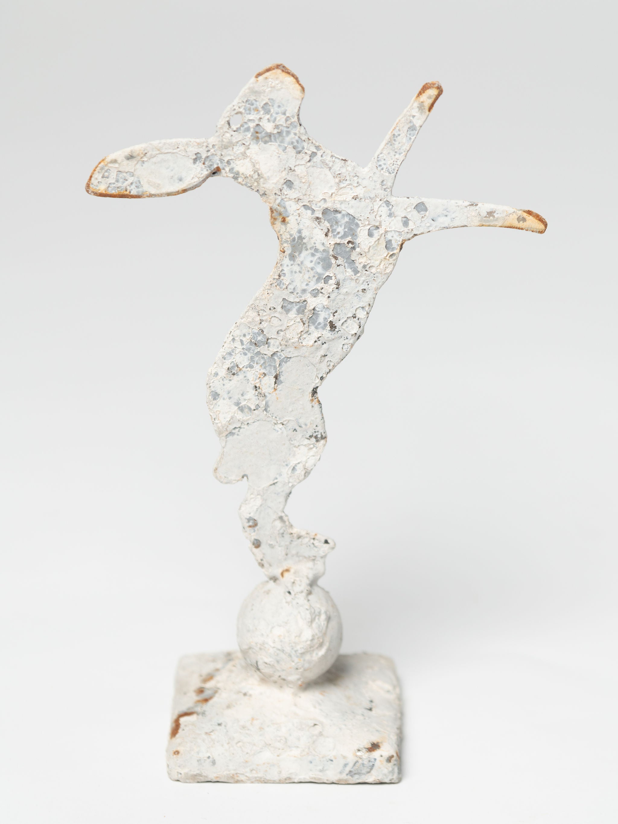Handcrafted miniature metal boxing hares on stands