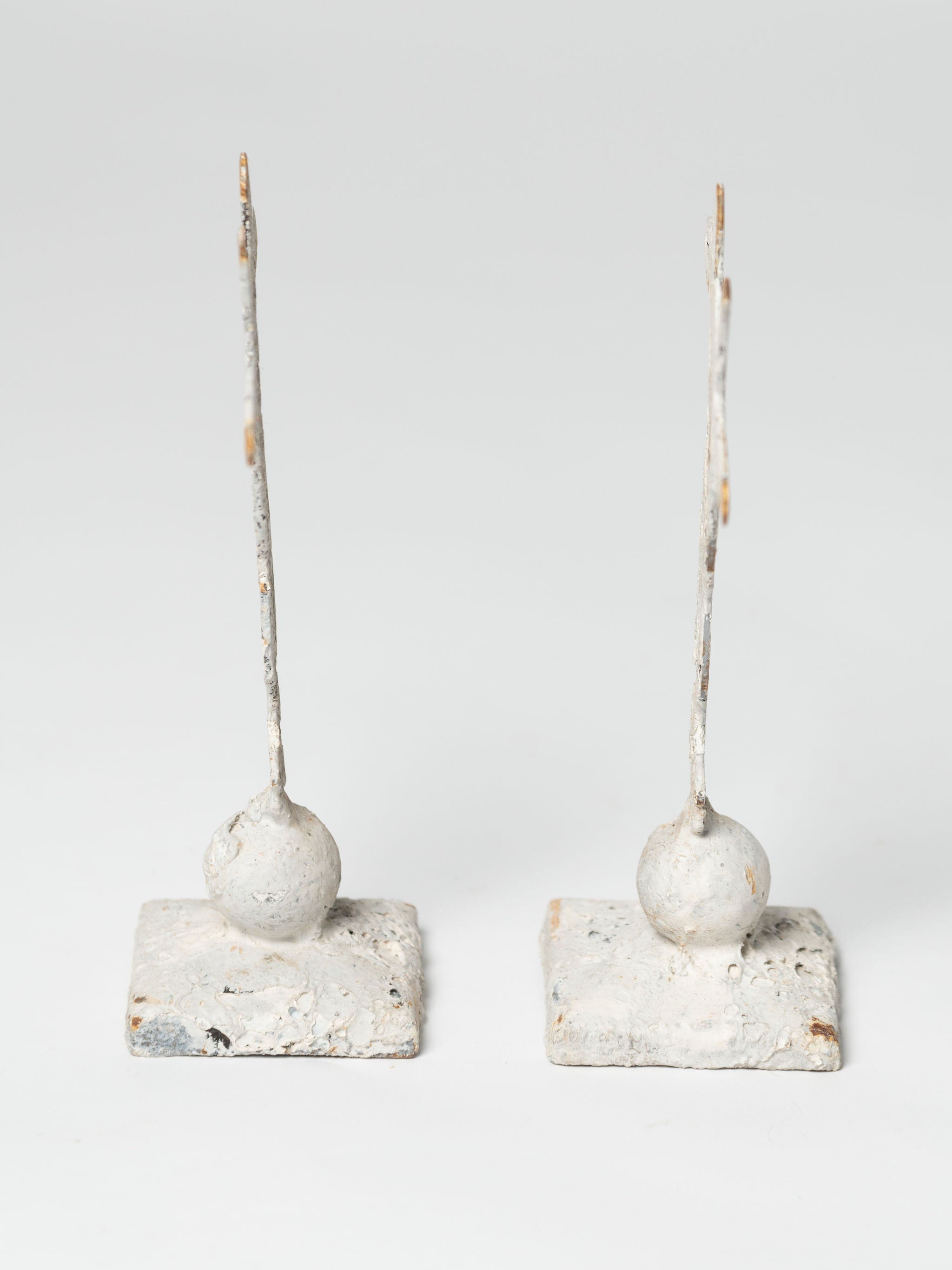 Handcrafted miniature metal boxing hares on stands