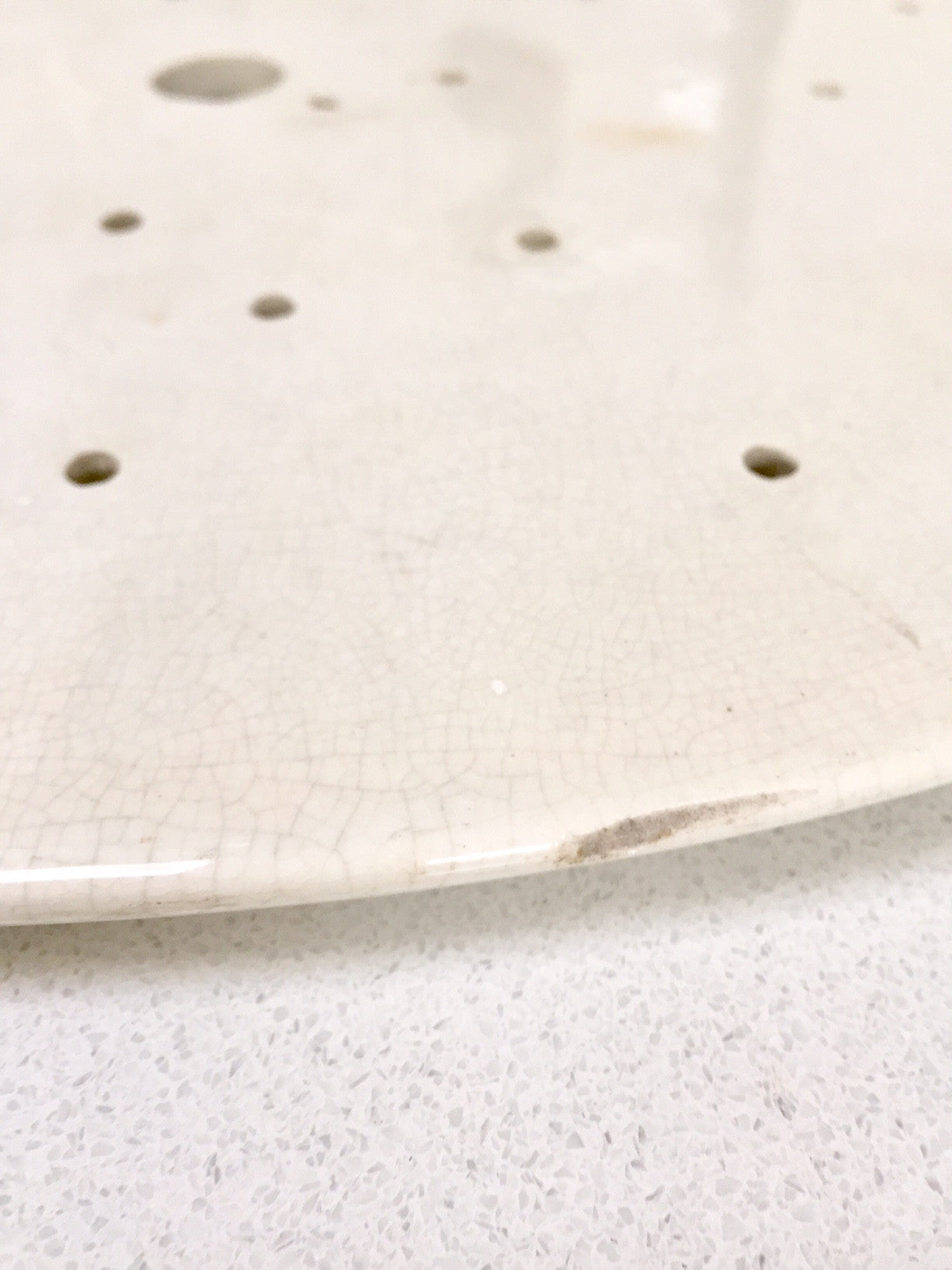 Antique French Oval Ceramic Drainer Plate