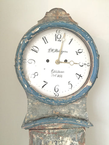 Antique Swedish Mora Clock, dry scraped, circa 1820's - Decorative Antiques UK  - 1