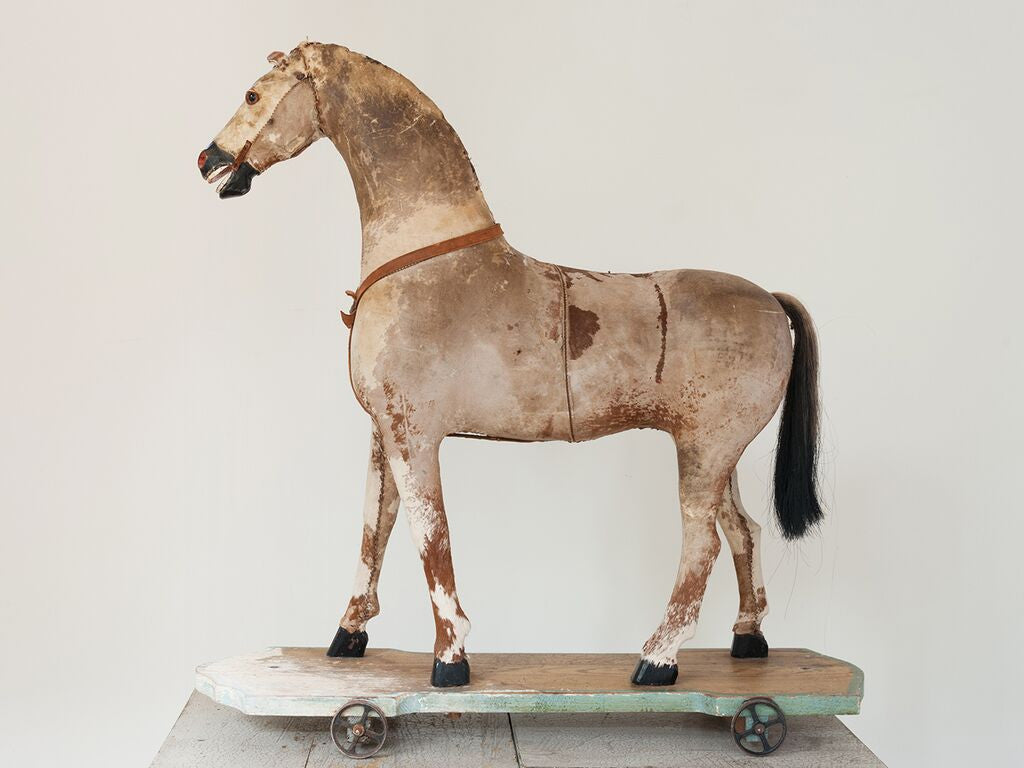 Stunning Antique French Decorative Toy Horse on Wheels - Decorative Antiques UK  - 2