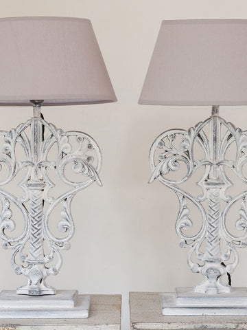 Beautiful French Metal Balustrade Table Lamps - Decorative Antiques UK  - 1