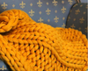 Gorgeous Hand Knitted Chunky Blankets using the softest Merino Wool