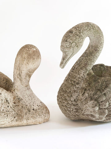 Vintage Stone Swan Planters