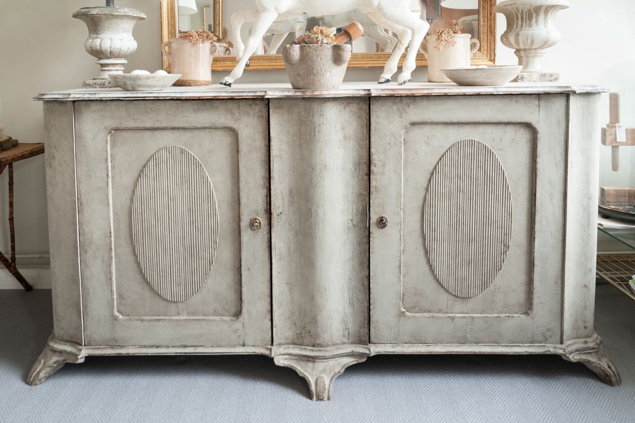 Amazing Antique Swedish Buffet, later painted