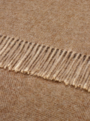 Bronte British Wool Herringbone Throw Blanket in Natural - Decorative Antiques UK  - 1