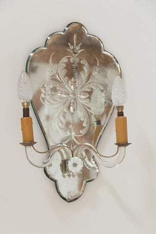 Vintage French Venetian Mirror Glass Wall Sconce - Decorative Antiques UK  - 1
