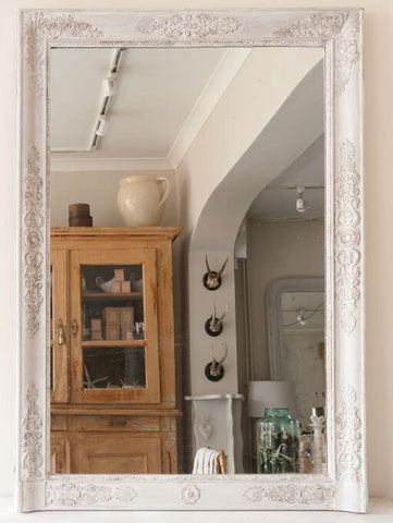 Beautiful Antique French Painted Over Mantle Mirror - Decorative Antiques UK  - 1