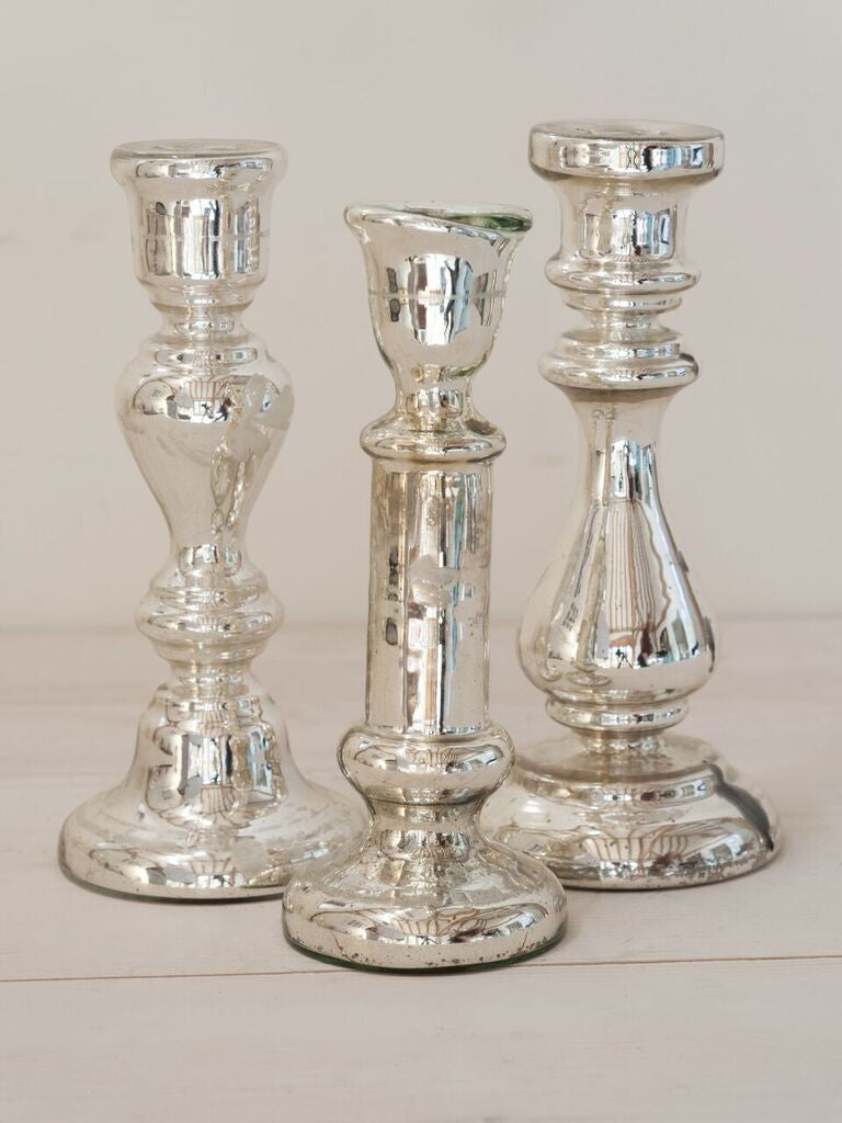 Antique French Mercury Glass candlesticks - Decorative Antiques UK  - 1