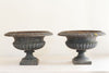 Pair Antique French Cast Iron Black Urns