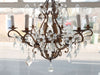 Beautiful 1920's Italian Gilt Tole and Floral Crystal Chandelier