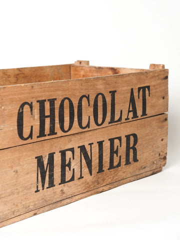 Antique Chocolat Menier Wooden Box