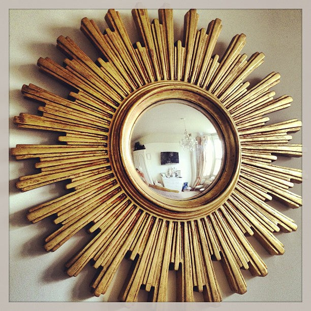 Large Mid Century French Sunburst Mirror with convex glass - Decorative Antiques UK  - 3