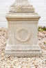 Antique Edwardian Carved Stone Urn on wreath decorated plinth