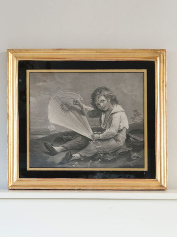 Antique Painting by Joseph Barney, Engraved by T. Gaugain " Boy with a kite" - Decorative Antiques UK  - 1