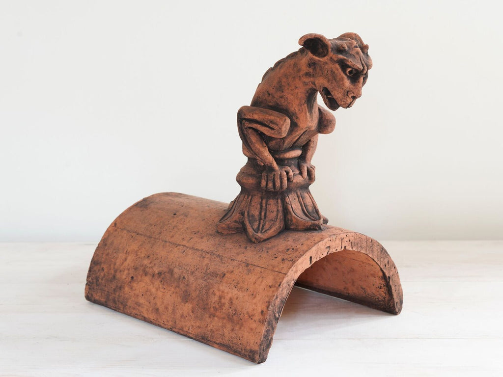Handcrafted Roof Gargoyle Ridge Finial on Half round tile