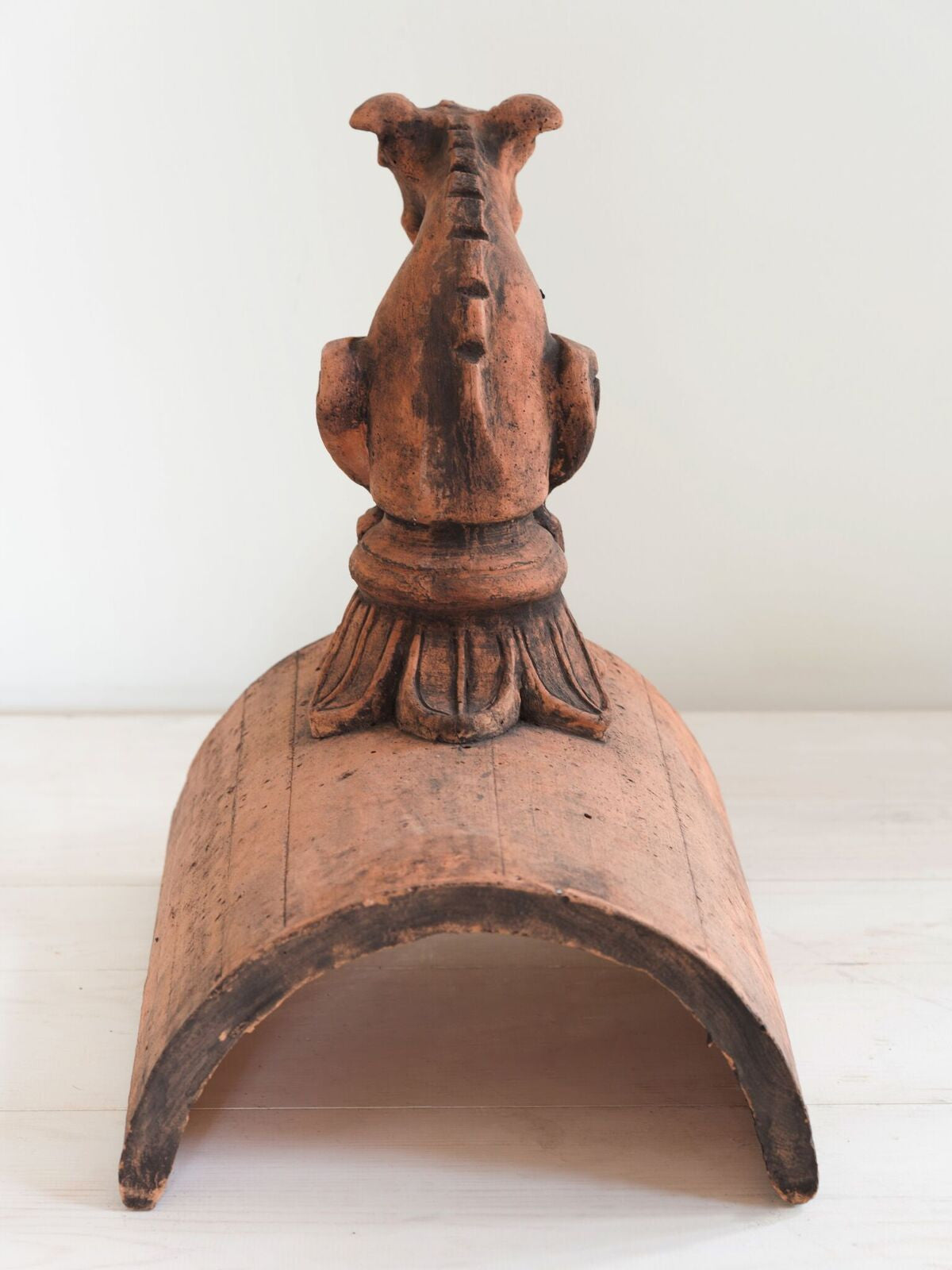 Handcrafted Roof Gargoyle Ridge Finial on Half round tile