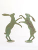 Pair Large Boxing Hares on Stands